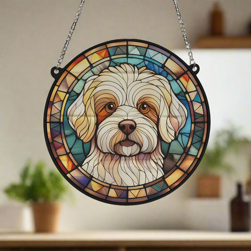 Bichon Frise Stained Glass Effect Suncatcher
